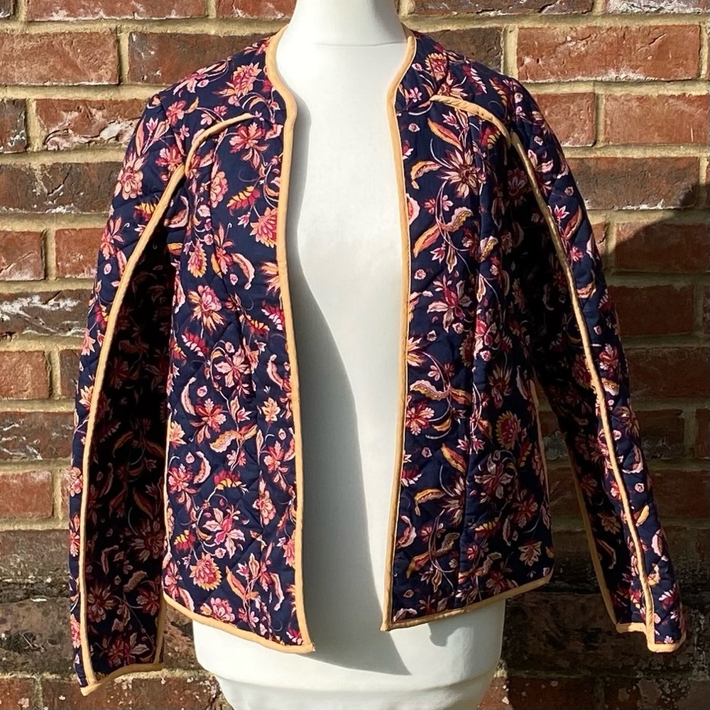 BNWT Thought Size 8 100% Organic Cotton Floral Paisley Print Open Jacket Trim - Picture 1 of 15